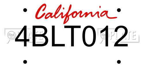 4BLT012 California License Plate
