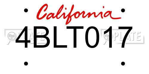 4BLT017 California License Plate