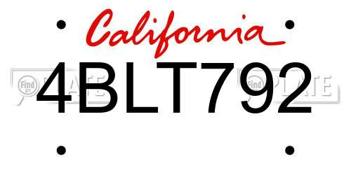 4BLT792 California License Plate