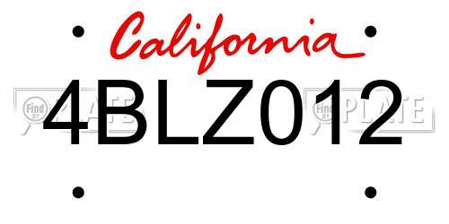 4BLZ012 California License Plate