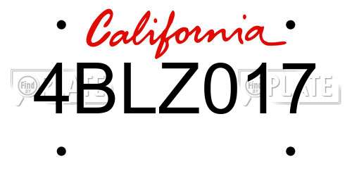 4BLZ017 California License Plate
