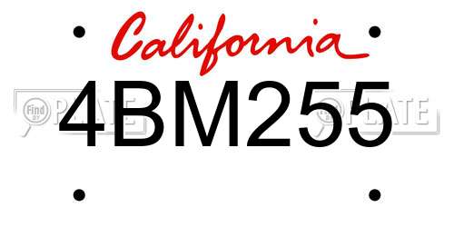 4BM255 California License Plate