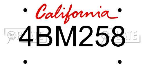 4BM258 California License Plate