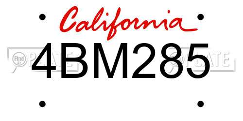 4BM285 California License Plate