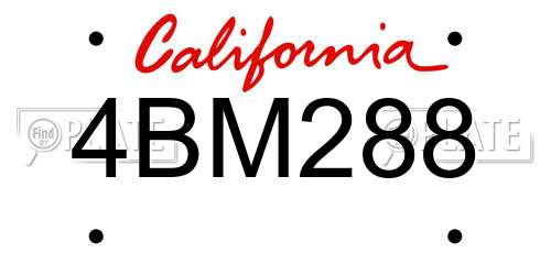 4BM288 California License Plate