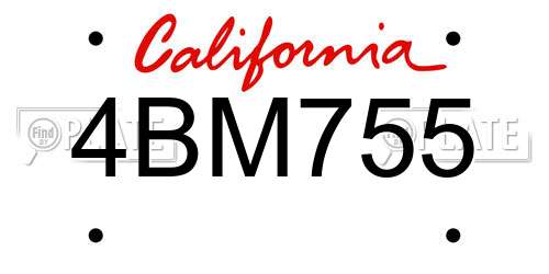 4BM755 California License Plate