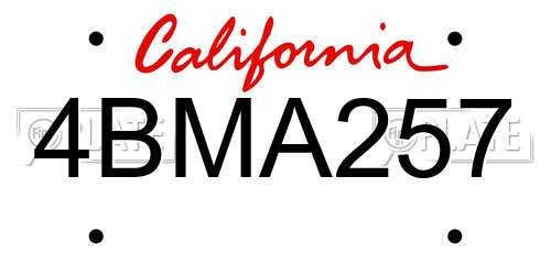 4BMA257 California License Plate