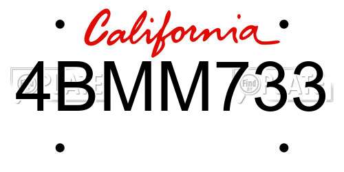 4BMM733 California License Plate