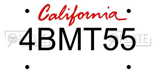 4BMT55 California License Plate