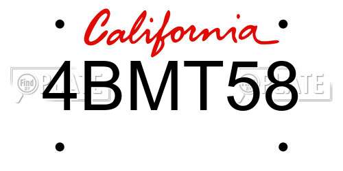4BMT58 California License Plate