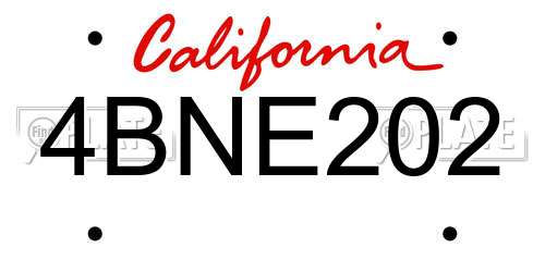 4BNE202 California License Plate