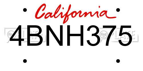 4BNH375 California License Plate