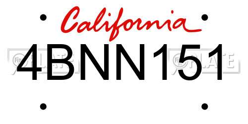 4BNN151 California License Plate