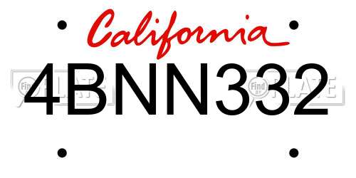 4BNN332 California License Plate