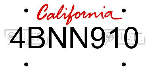 4BNN910 California License Plate