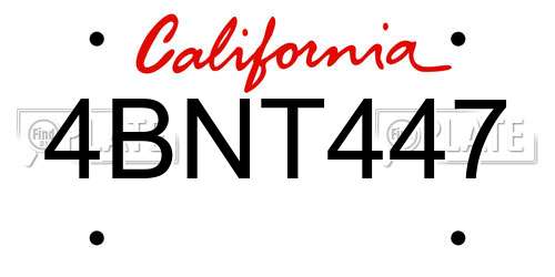 4BNT447 California License Plate