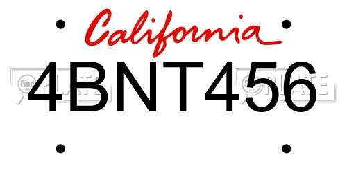 4BNT456 California License Plate