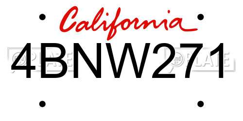 4BNW271 California License Plate
