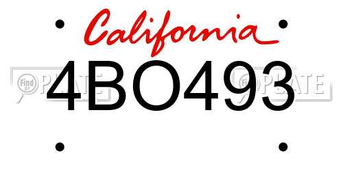 4BO493 California License Plate