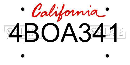 4BOA341 California License Plate