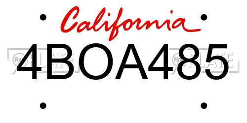 4BOA485 California License Plate