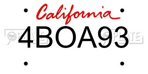 4BOA93 California License Plate