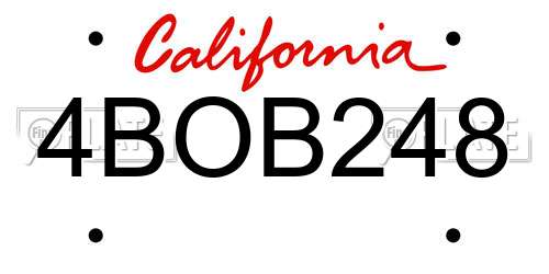 4BOB248 California License Plate