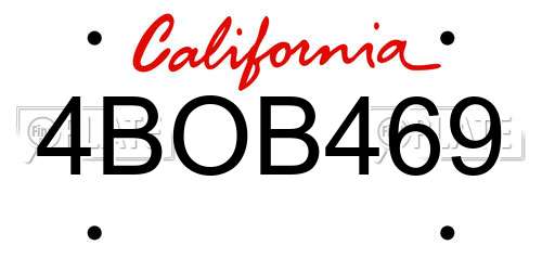 4BOB469 California License Plate