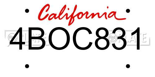 4BOC831 California License Plate
