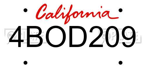 4BOD209 California License Plate