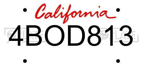 4BOD813 California License Plate