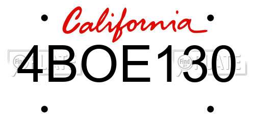 4BOE130 California License Plate