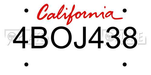 4BOJ438 California License Plate