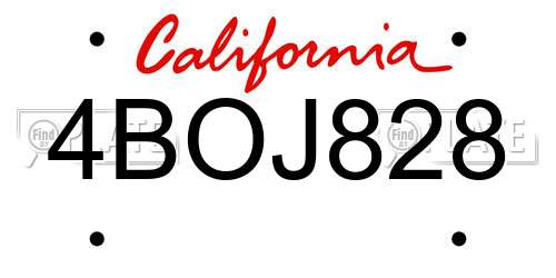 4BOJ828 California License Plate