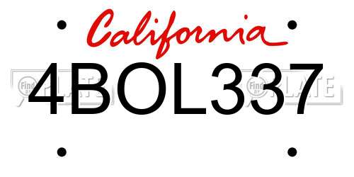 4BOL337 California License Plate