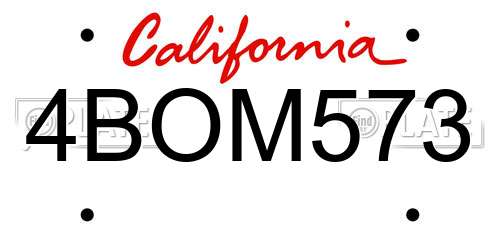 4BOM573 California License Plate