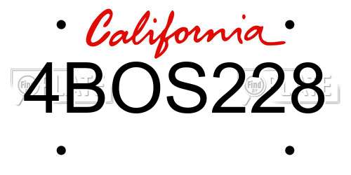4BOS228 California License Plate