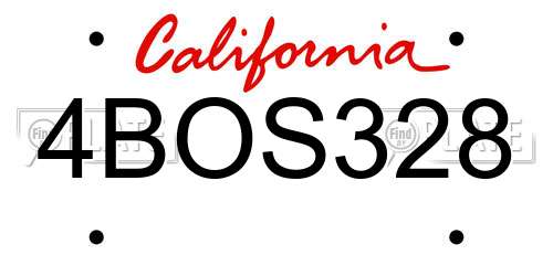 4BOS328 California License Plate