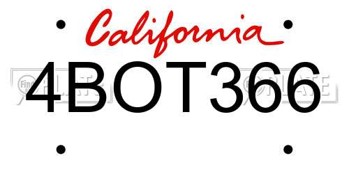 4BOT366 California License Plate