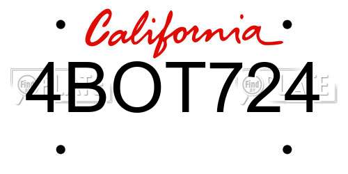 4BOT724 California License Plate