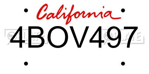 4BOV497 California License Plate