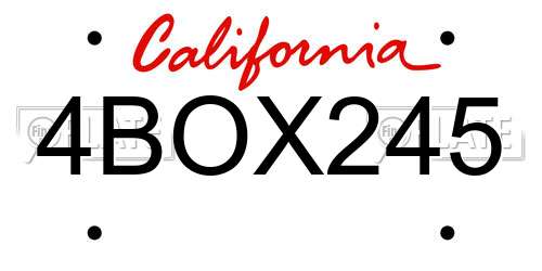 4BOX245 California License Plate