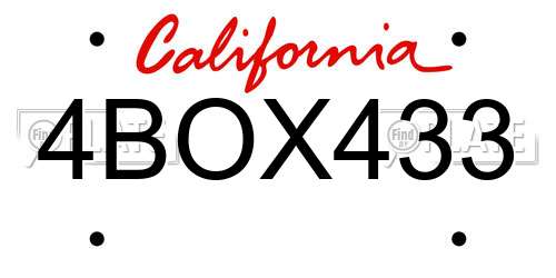 4BOX433 California License Plate