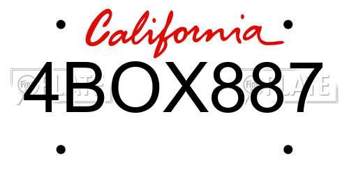 4BOX887 California License Plate