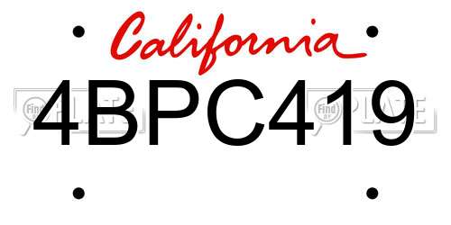 4BPC419 California License Plate