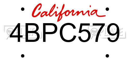 4BPC579 California License Plate