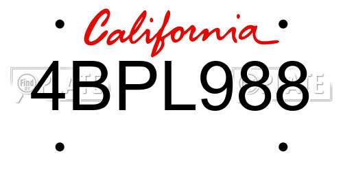 4BPL988 California License Plate