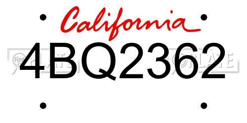 4BQ2362 California License Plate