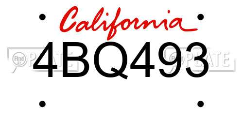 4BQ493 California License Plate