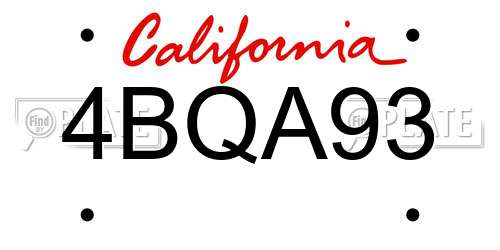 4BQA93 California License Plate
